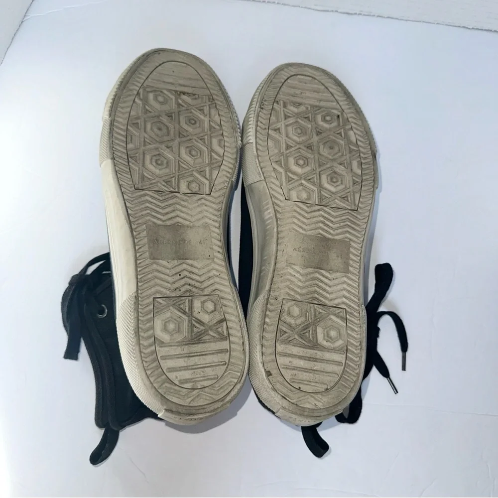 All Saints Unisex Black Rigg Stamp Canvas High Top Sneakers Trainers- Size EU 41